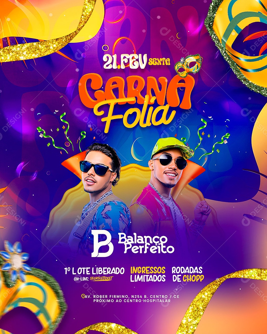 Flyer Carna Folia Social Media PSD Editável