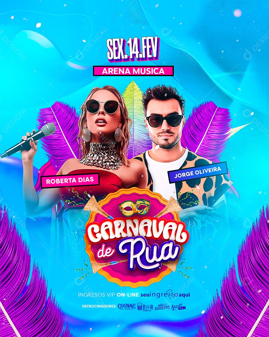 Flyer Carnaval de Rua Social Media PSD Editável