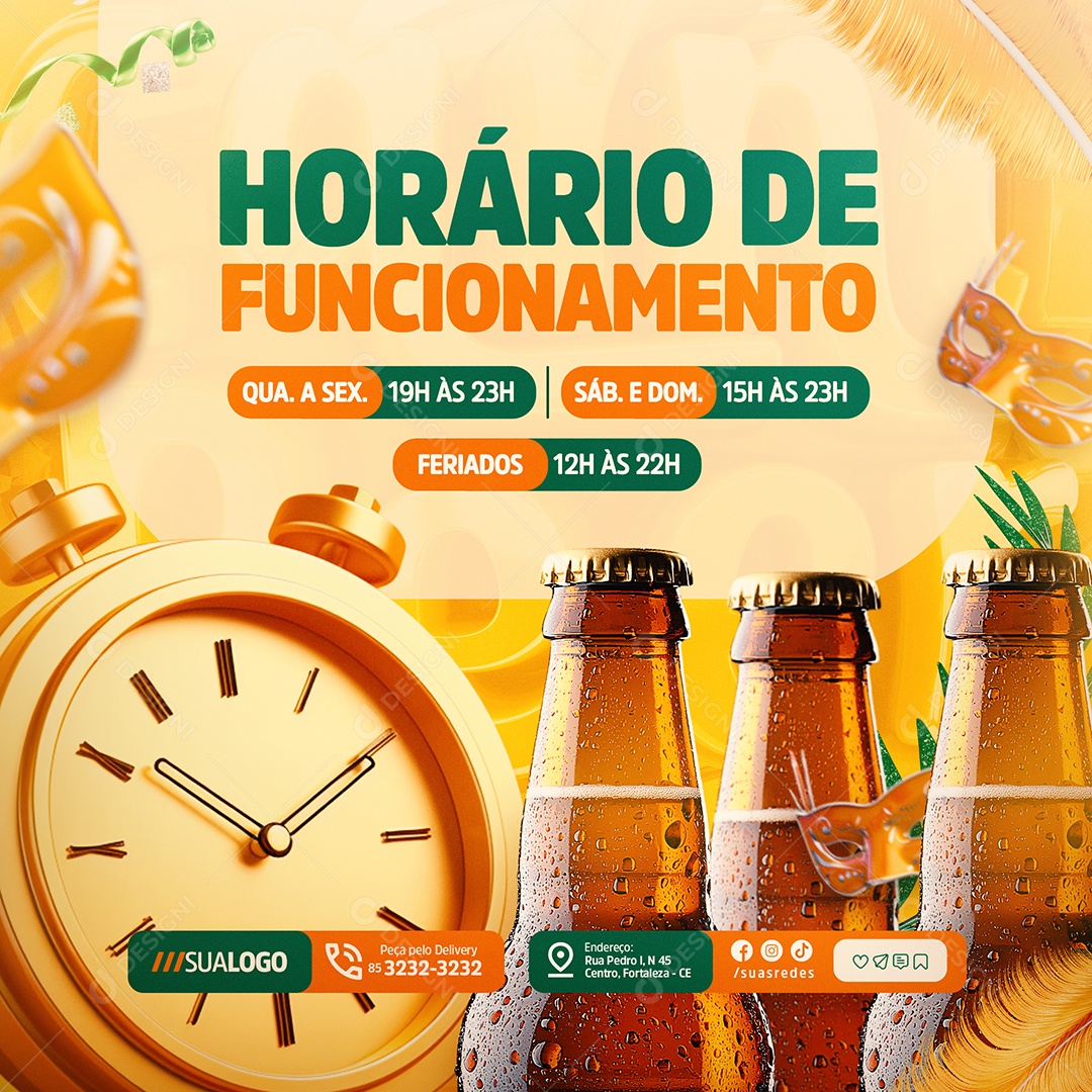 Cervejaria Carna Beer Horário De Funcionamento Social Media PSD Editável