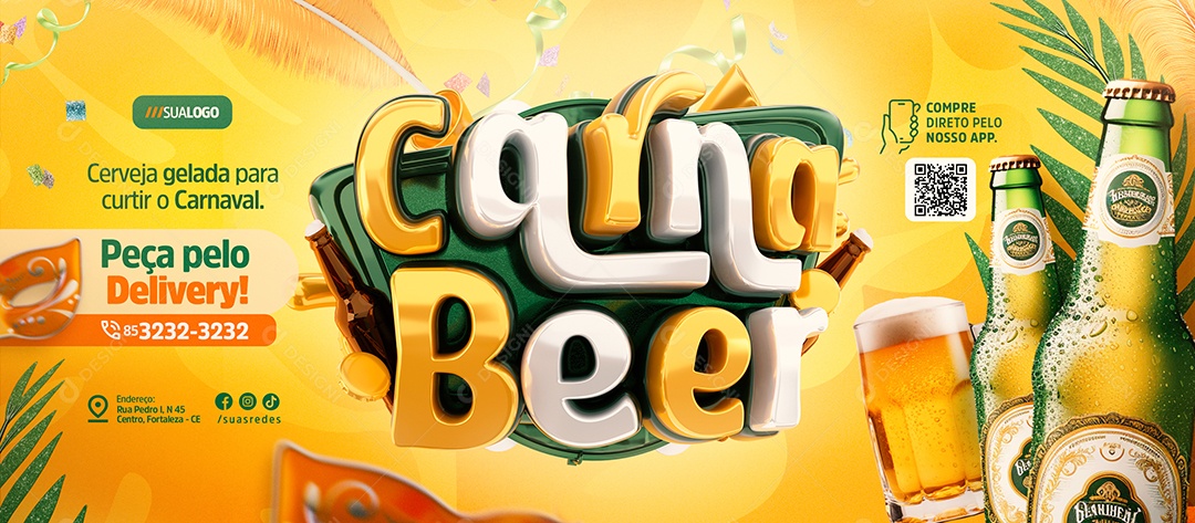 Banner Cervejaria Carna Beer Peça Pelo Delivery Social Media PSD Editável