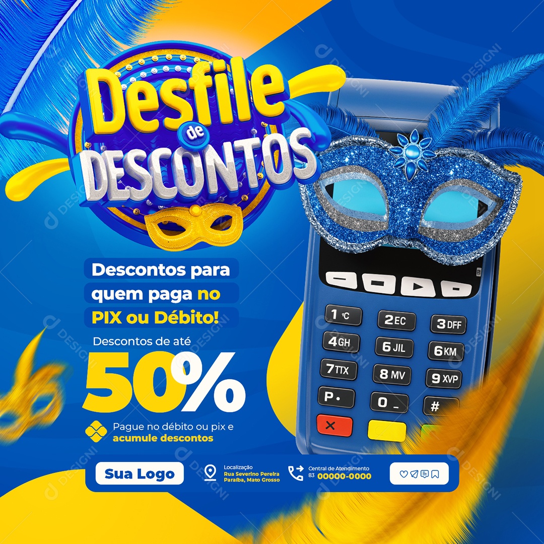 Material de Construção Desfile de Descontos Pix ou Débito Social Media PSD Editável