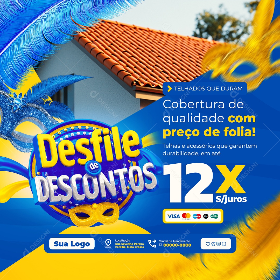 Material de Construção Desfile de Descontos Telhados Que Duram Social Media PSD Editável