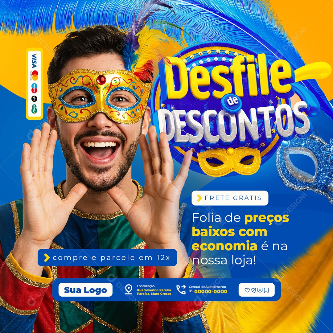 Material de Construção Desfile de Descontos Frete Grátis Social Media PSD Editável