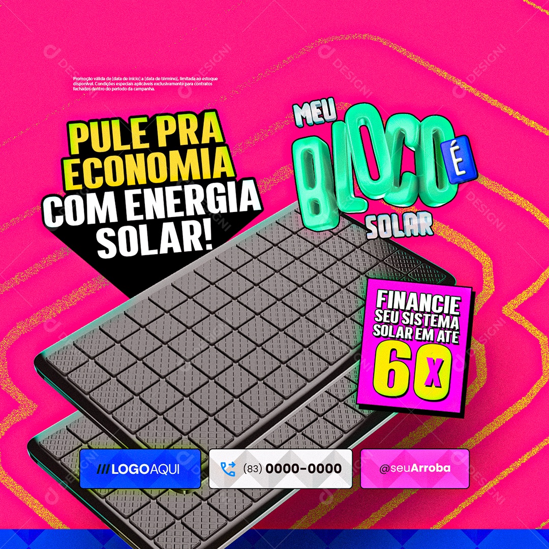 Energia Solar Meu Bloco é Solar Pule pra Economia Social Media PSD Editável