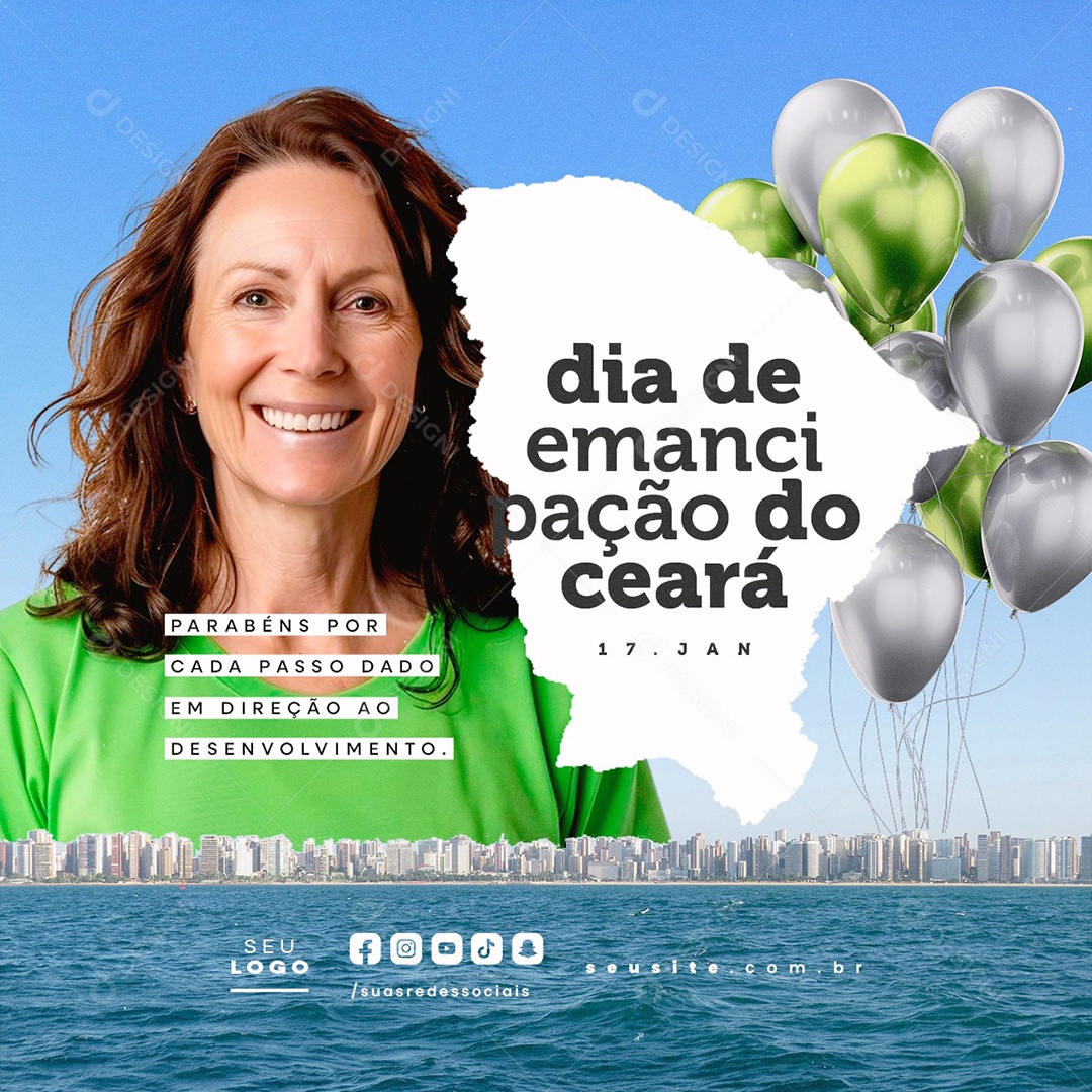 Da da Emancipação do Ceará 17 de Janeiro Parabéns Social Media PSD Editável