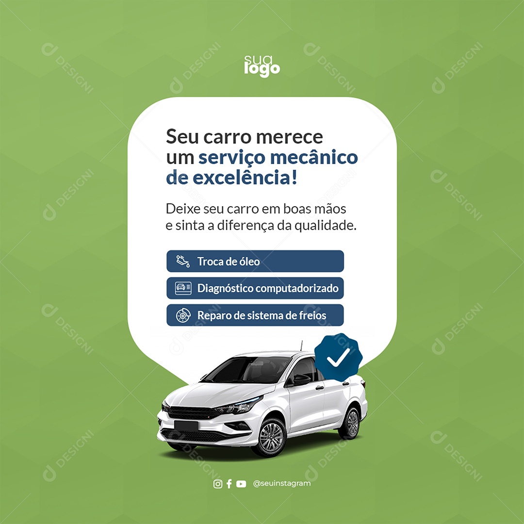 Mecânica Seu Carro Merece Um Serviço Mecânico de Execelência Social Media PSD Editável