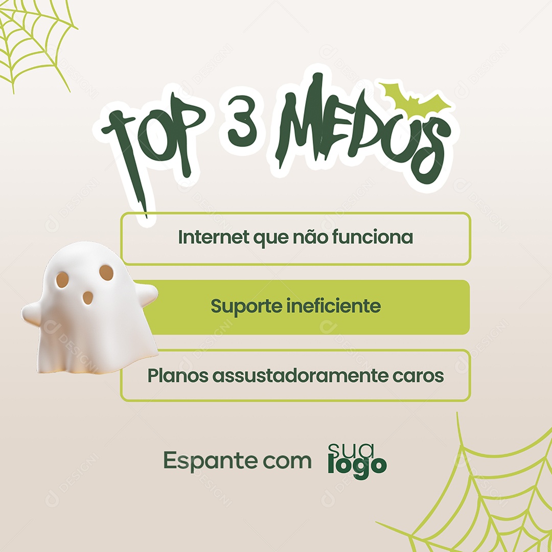 Internet Top3 Medos Social Media PSD Editável