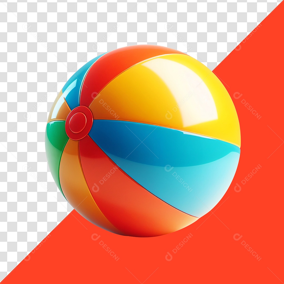 Bola de Praia Colorida Elemento 3D Para Compisição PSD