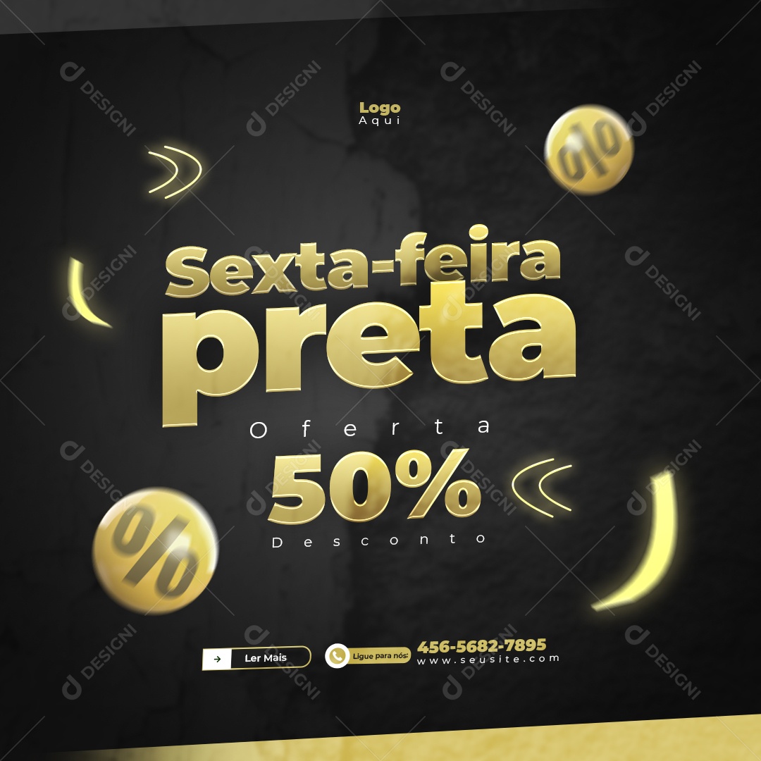 Feed Loja Eletrodomésticos Sexta Feira Preta Oferta 50% Social Media PSD Editável