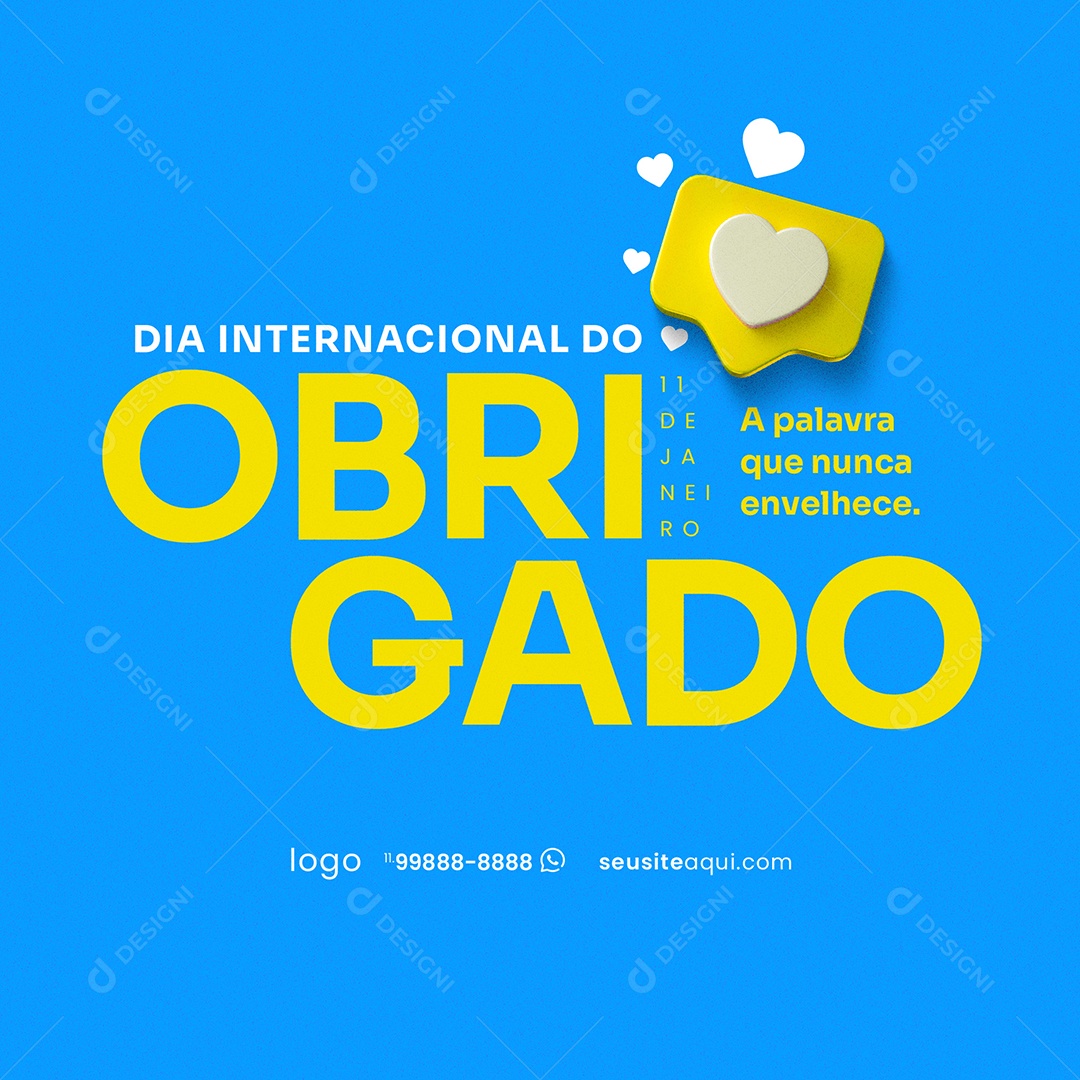 Dia Internacional do Obrigado 11 de janeiro 9 Social Media PSD Editável