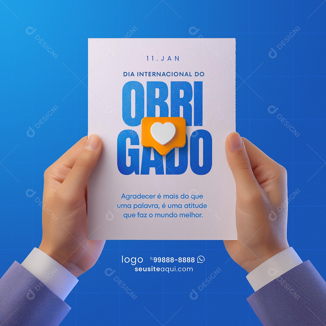 Dia Internacional do Obrigado 11 de janeiro 9 Social Media PSD Editável