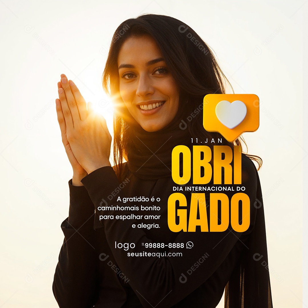 Dia Internacional do Obrigado 11 de janeiro 9 Social Media PSD Editável