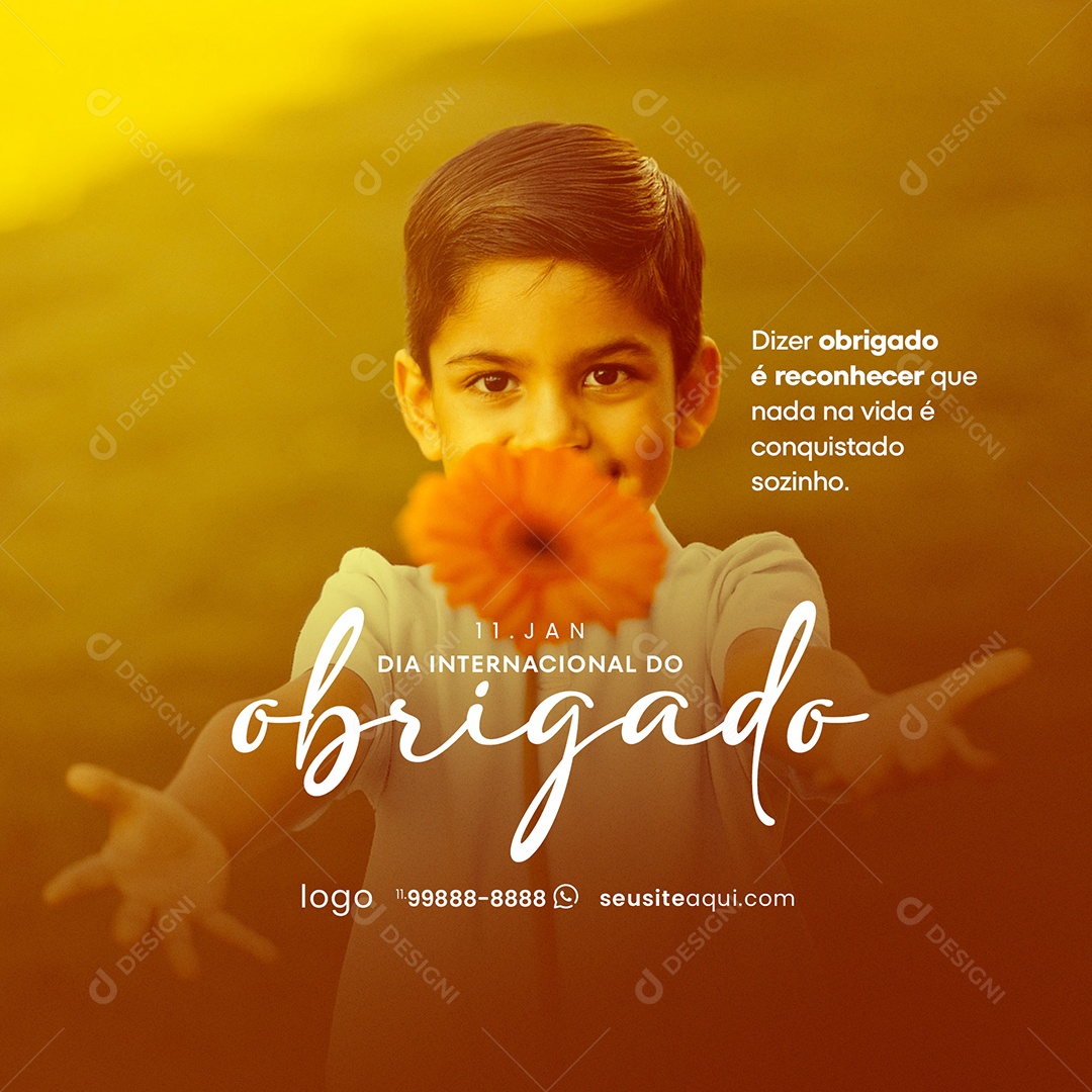 Dia Internacional do Obrigado 11 de janeiro 9 Social Media PSD Editável