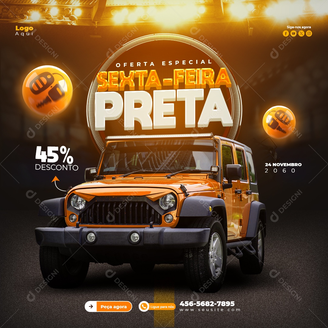 Feed Loja Eletrodomésticos Sexta Feira Preta Super Oferta 45% Social Media PSD Editável