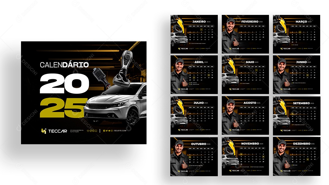 Calendário de Mesa Oficina Mecânica Auto Peças PSD Editável