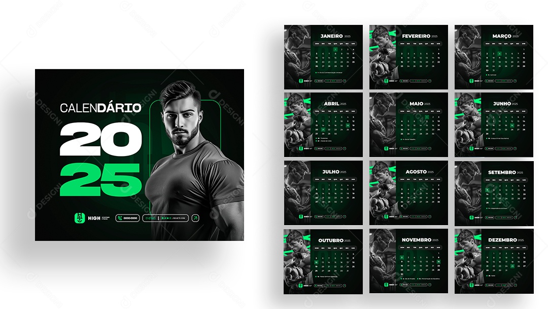 Calendário de Mesa Academia Fitness PSD Editável