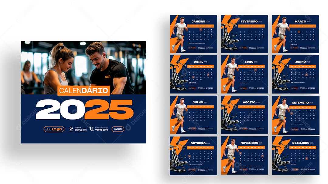 Calendário de Mesa Academia Fitness PSD Editável