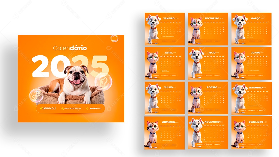 Calendário de Mesa Pet Shop PSD Editável