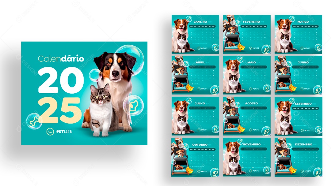 Calendário de Mesa Pet Shop PSD Editável