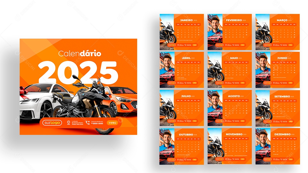 Calendário de Mesa Concessionária Loja de Carros e Motos PSD Editável