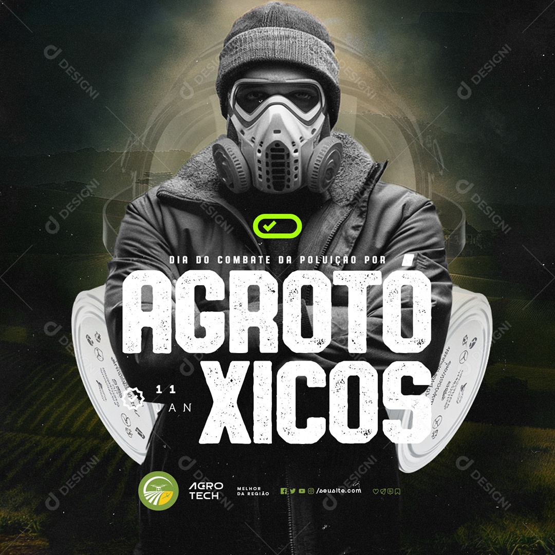 Social Media Dia do Combate da Poluição por Agrotóxicos 11 de Janeiro PSD Editável