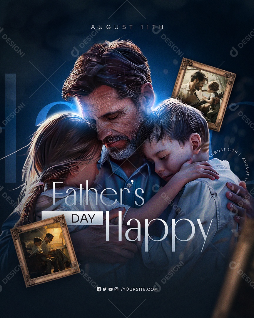 Feliz Dia Dos Pais 11 de Agosto Social Media PSD Editável