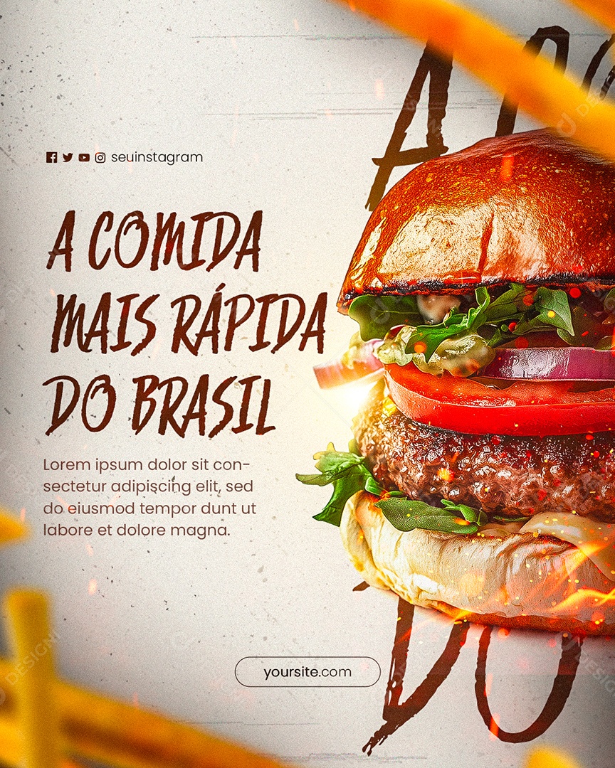 Fast Food Comida mais Rapida Do Brasil Social Media PSD Editável