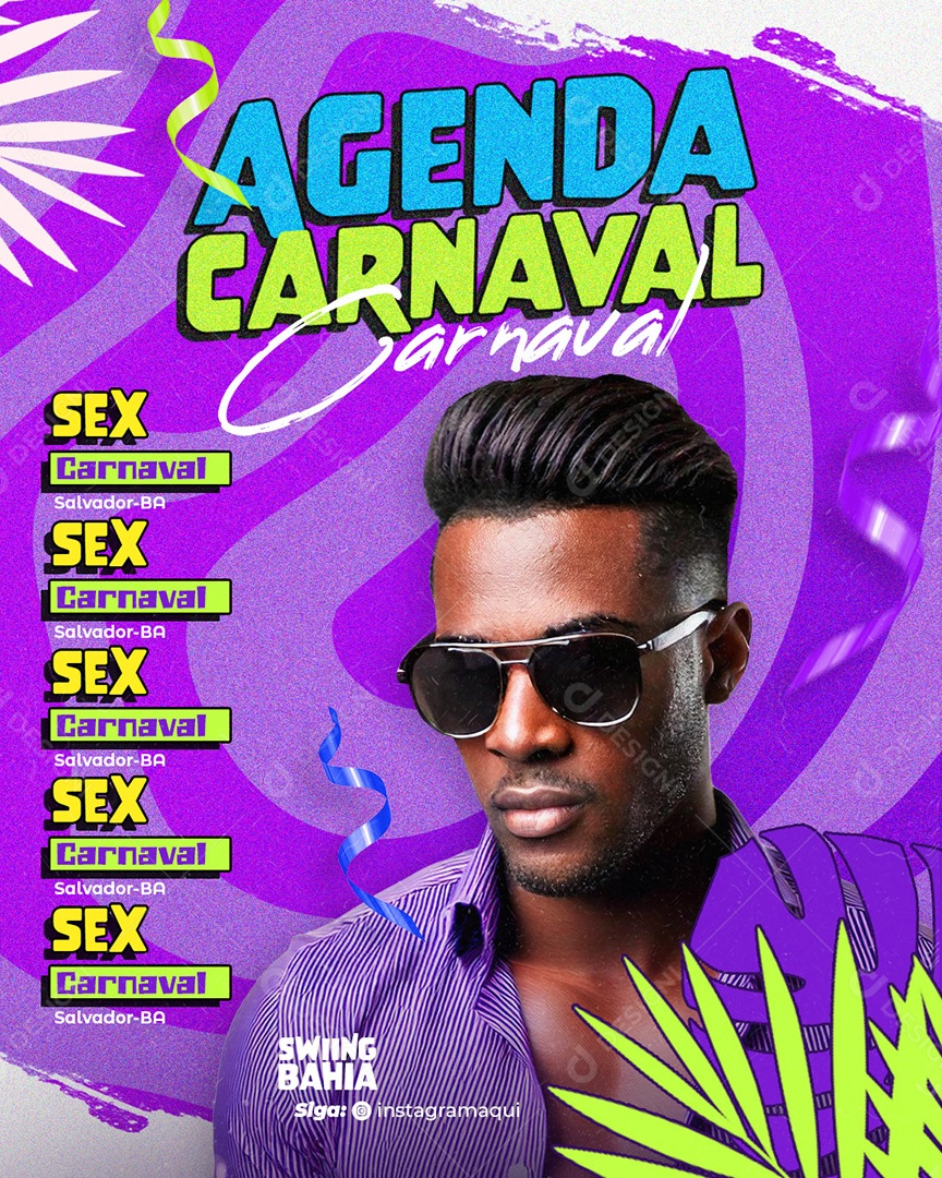 Flyer Agenda Carnaval Feed Social Media PSD Editável