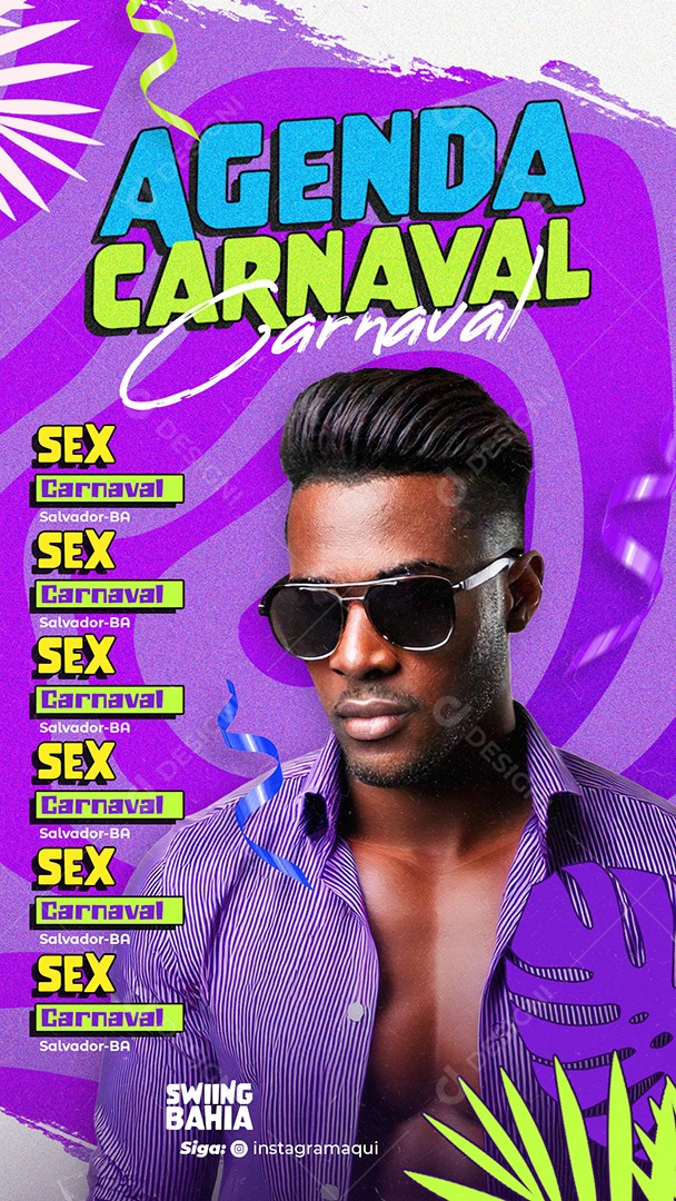 Flyer Agenda Carnaval Story Social Media PSD Editável