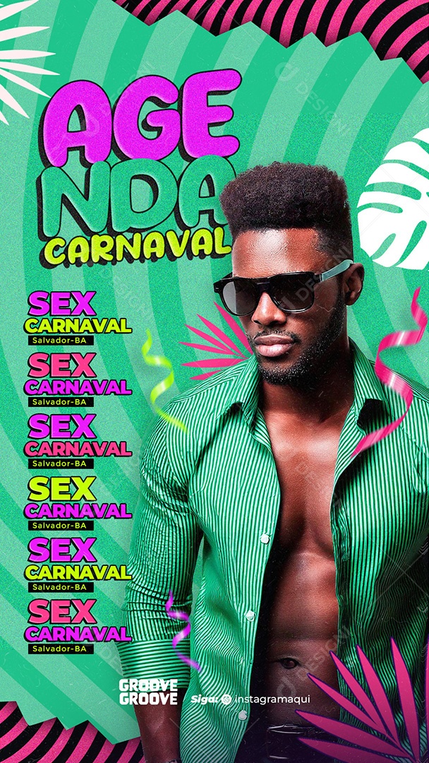 Flyer Agenda Carnaval Social Media Story PSD Editável