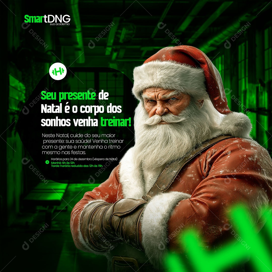 Academia Seu Presente de Natal é o Corpo dos Sonhos Social Media PSD Editável