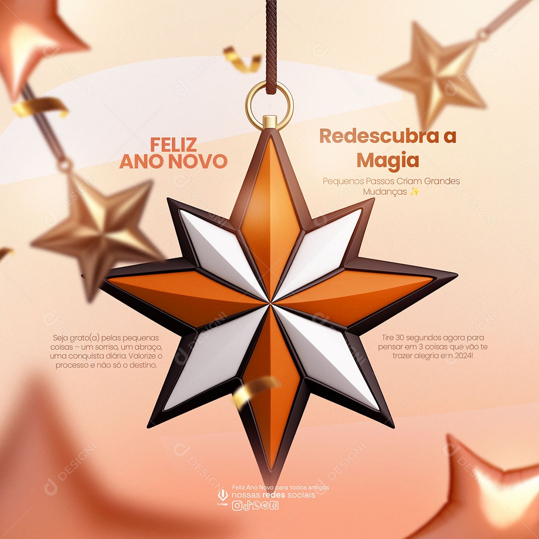 Feliz Ano Novo Social Media PSD Editável