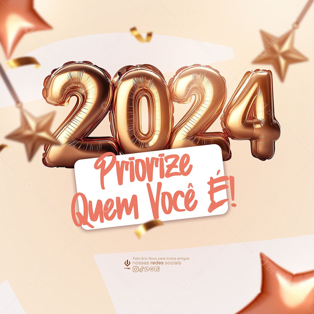 Feliz Ano Novo Priorize Quem Você é Social Media PSD Editável