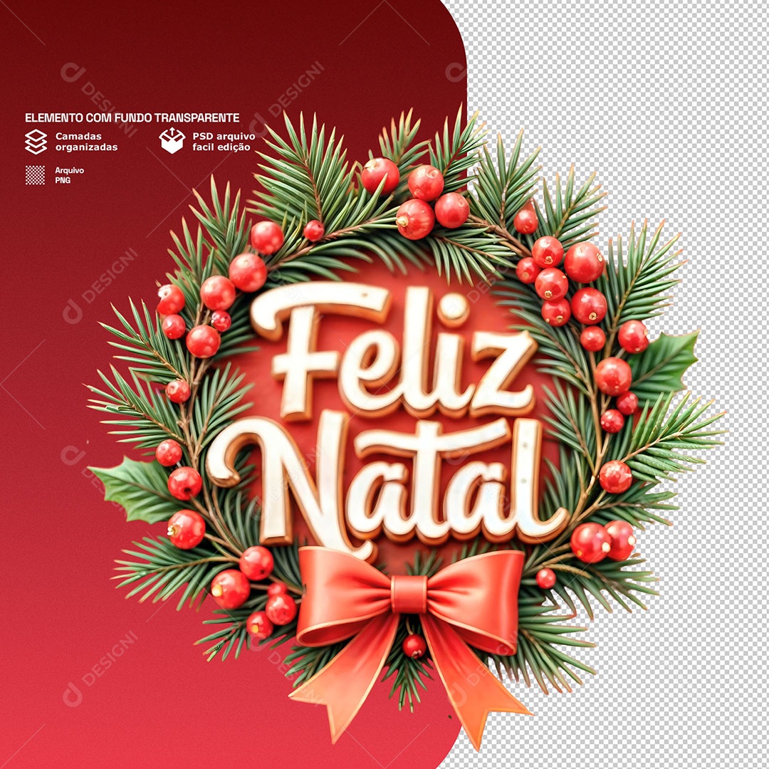 Selo Feliz Natal Elemento 3D Para Composição PSD
