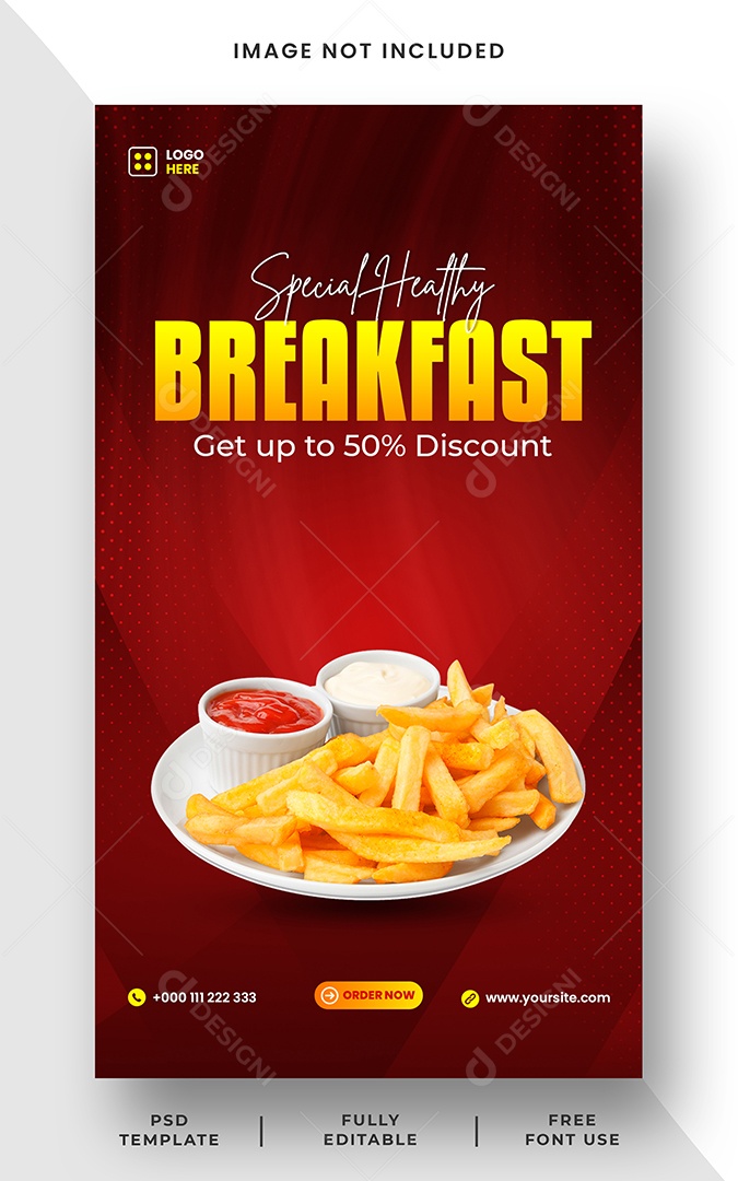 Story Lanchonete Café da Manhã Social Media PSD Editável