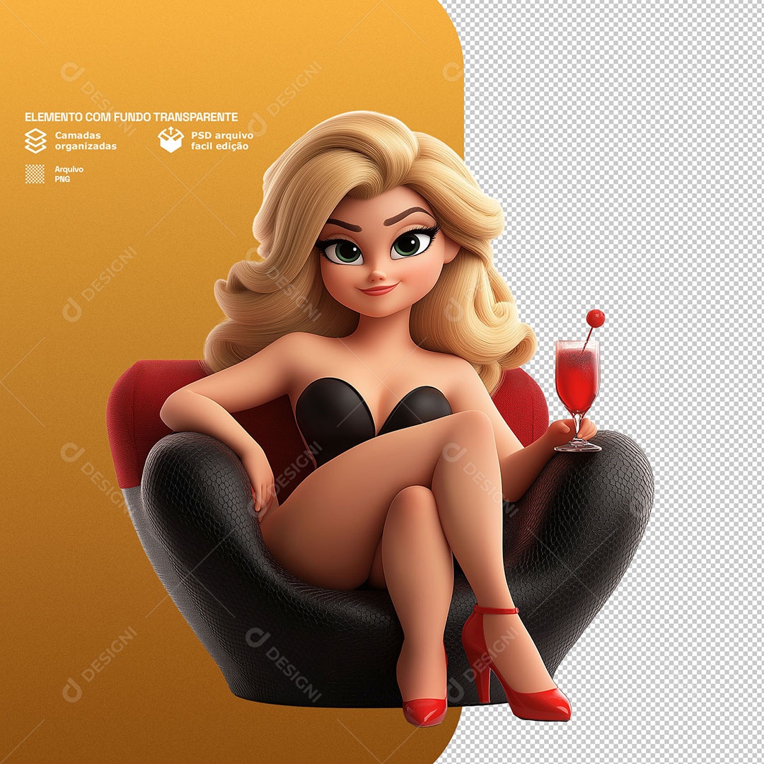 Personagem Feliz Comemorando Ano Novo 3D Para Composição PSD