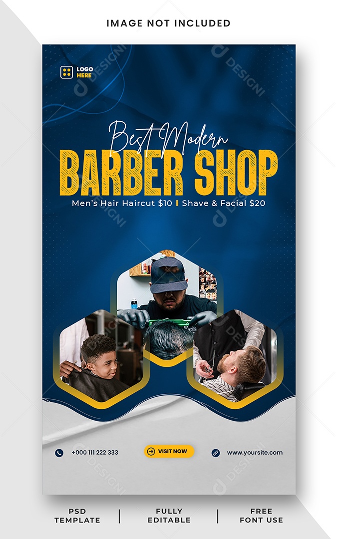 Story Barbearia Venha nos Visitar Social Media PSD Editável