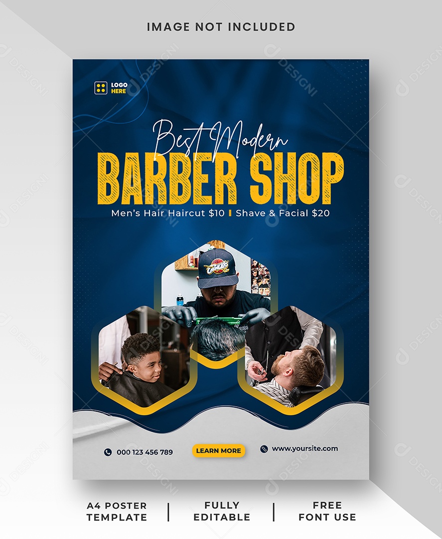 Flyer Barbearia Venha nos Visitar Social Media PSD Editável