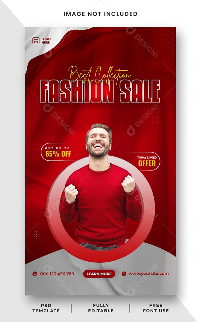 Story Loja de Roupas Promoção 65% Desconto Social Media PSD Editável