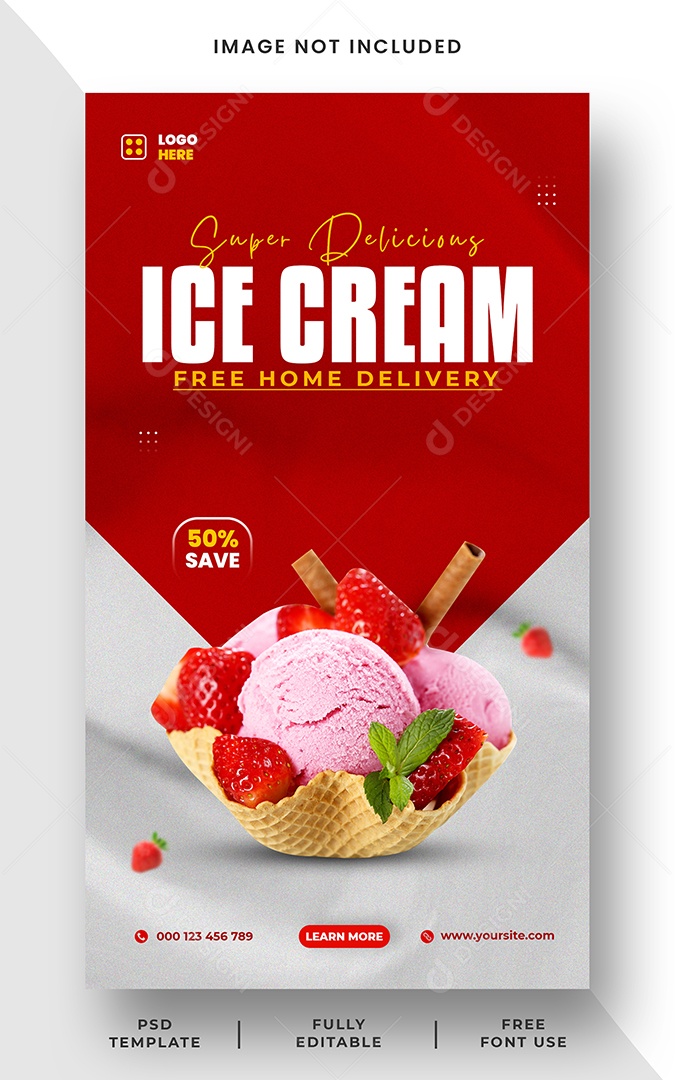 Story Sorveteria Sorvete Super Delicioso Delivery Social Media PSD Editável