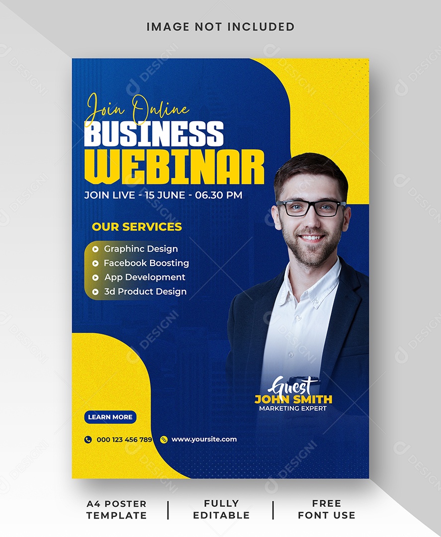 Flyer Melhor Serviço de Marketing Agência Social Media PSD Editável