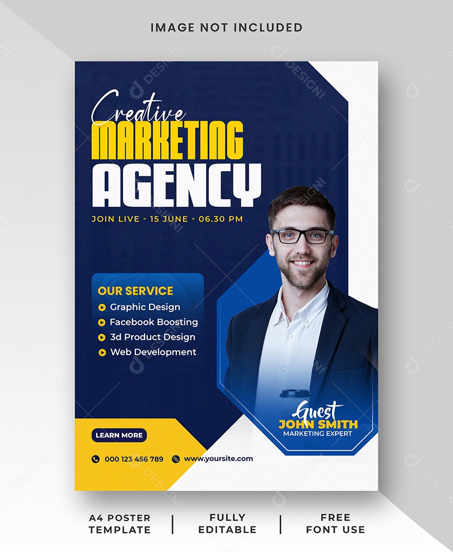 Flyer Melhor Serviço de Marketing Agência Social Media PSD Editável