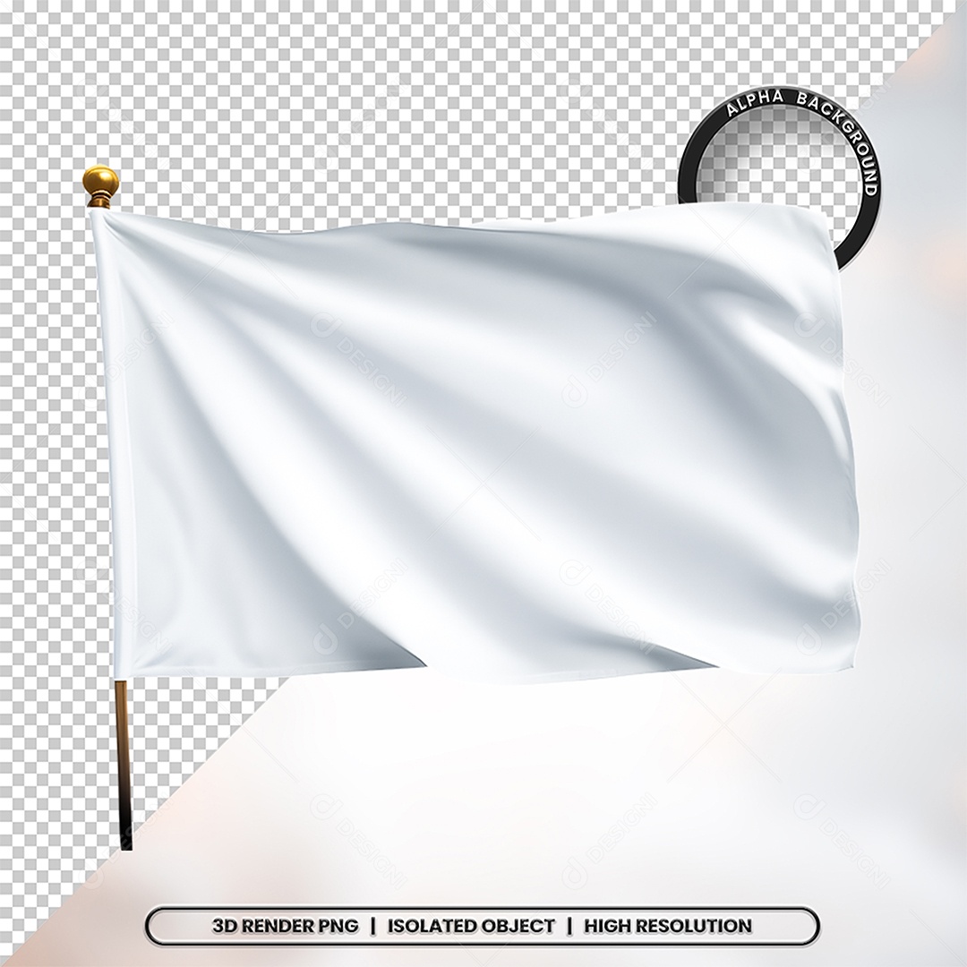 Elemento 3D Bandeira Branca Para Composição PSD
