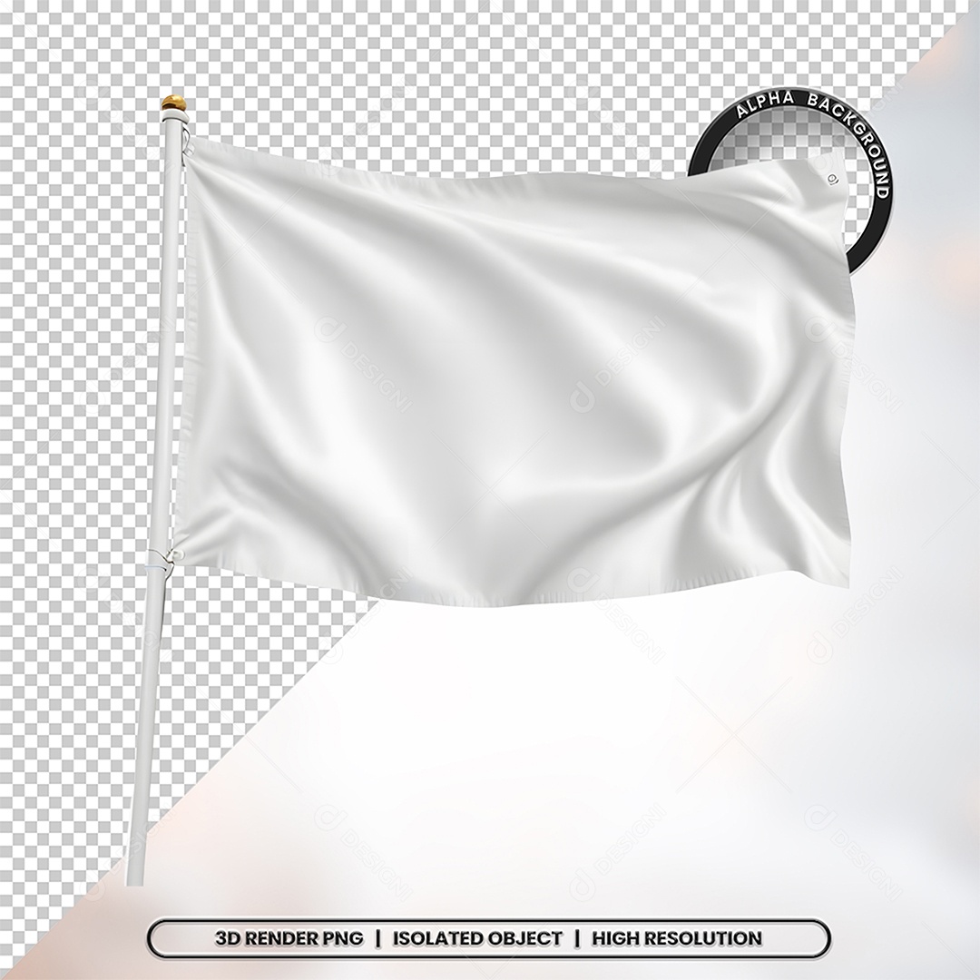 Elemento 3D Bandeira Branca Para Composição PSD