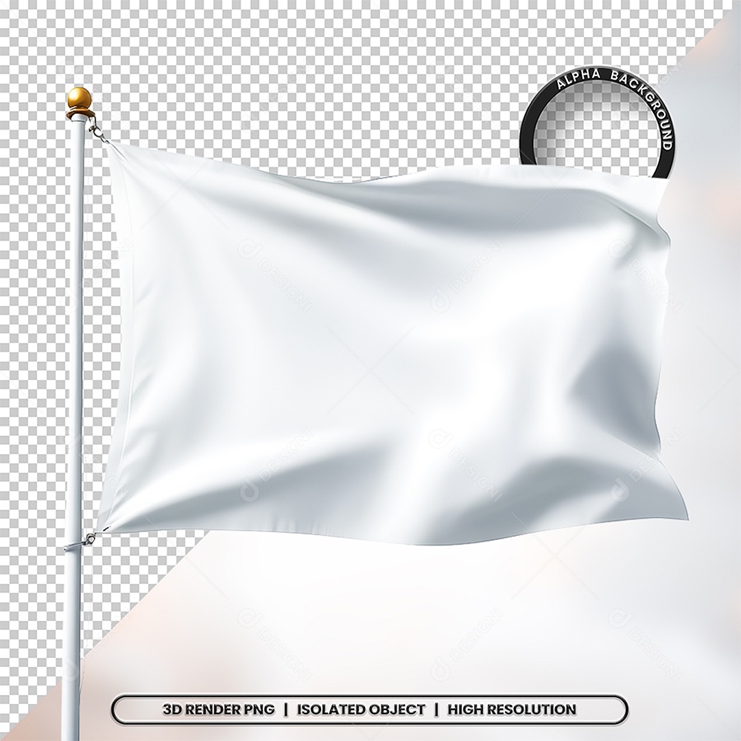 Elemento 3D Bandeira Branca Para Composição PSD