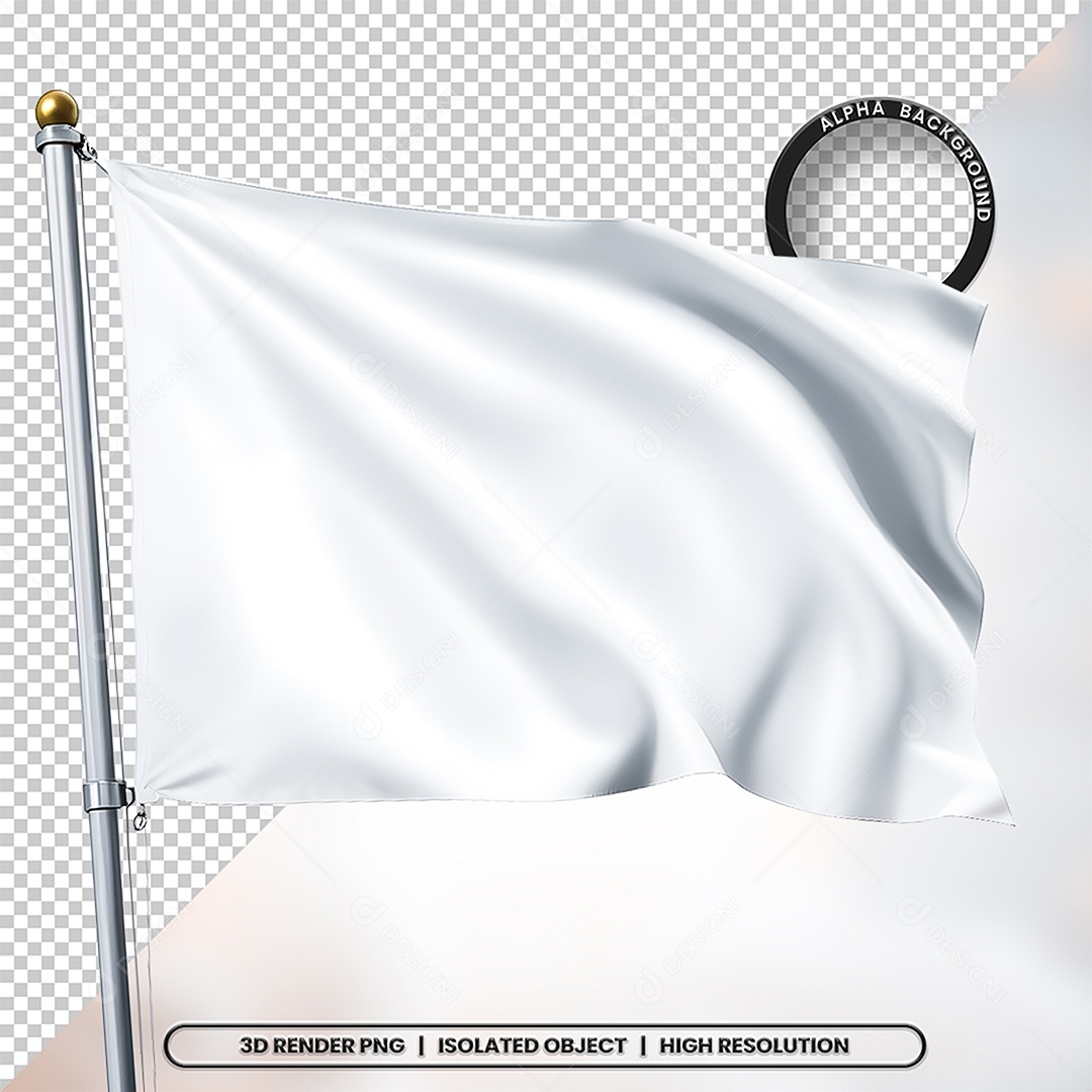 Elemento 3D Bandeira Branca Para Composição PSD