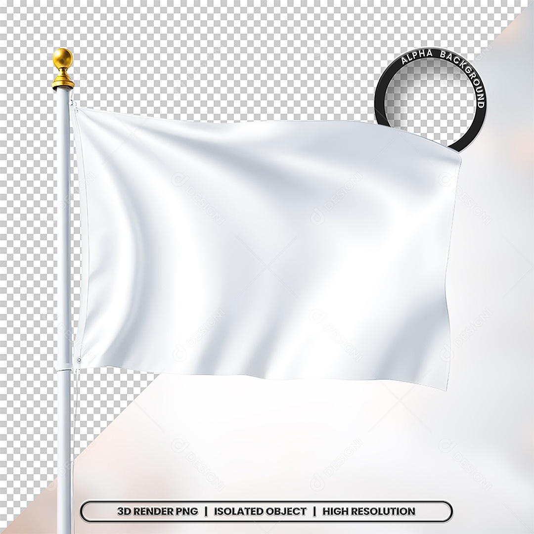 Elemento 3D Bandeira Branca Para Composição PSD