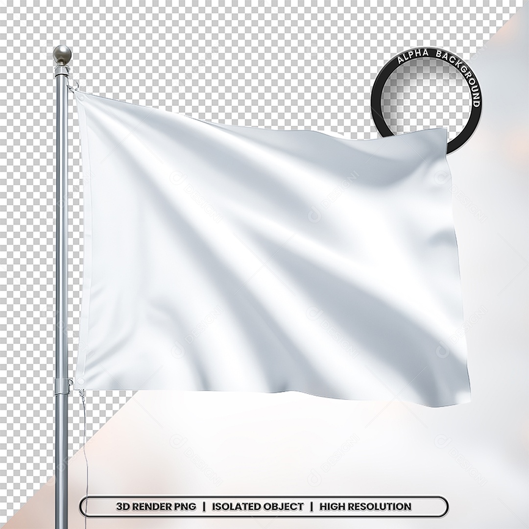 Elemento 3D Bandeira Branca Para Composição PSD