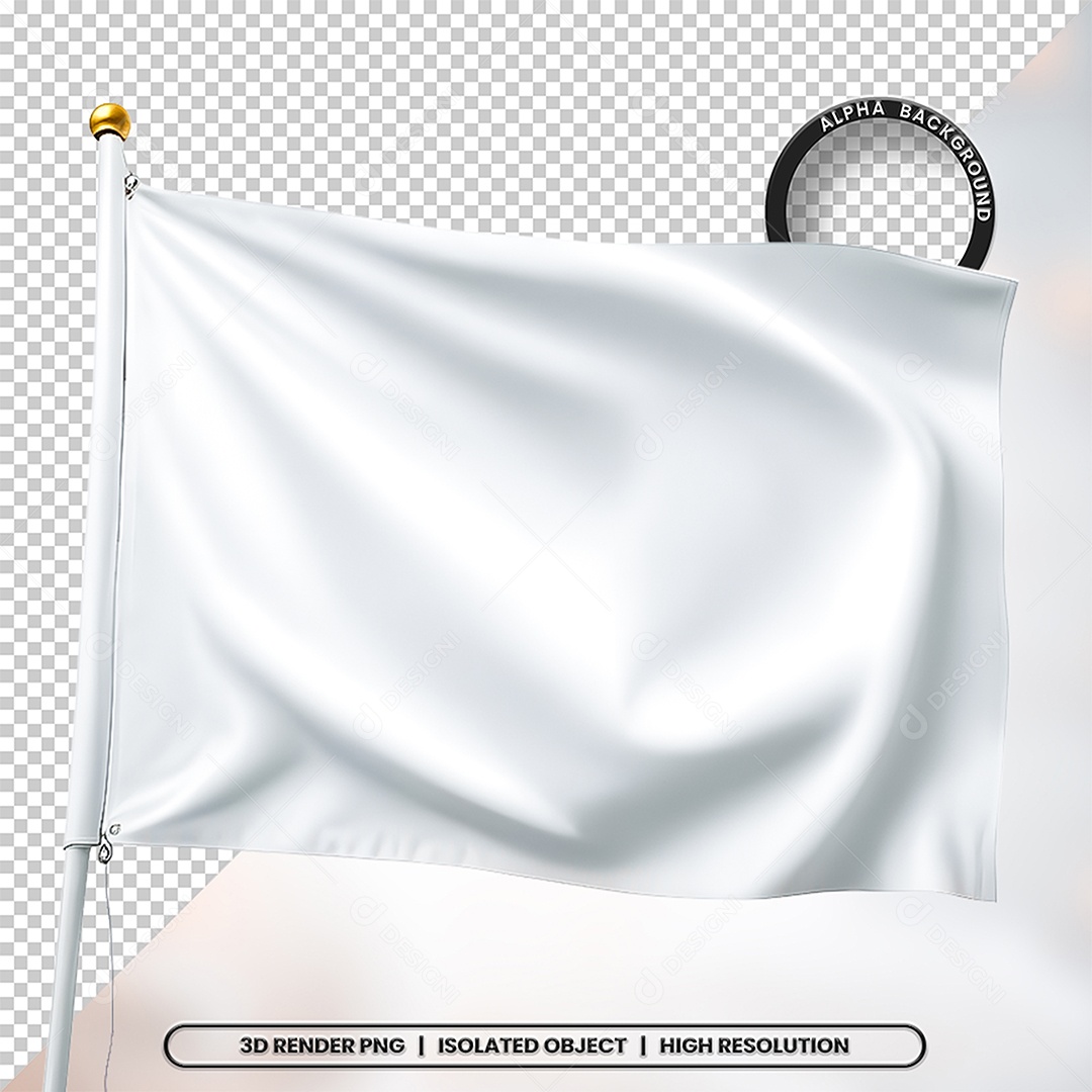 Elemento 3D Bandeira Branca Para Composição PSD
