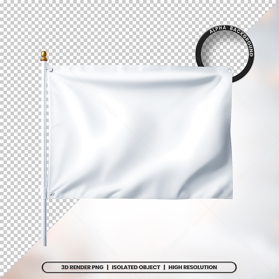 Elemento 3D Bandeira Branca Para Composição PSD
